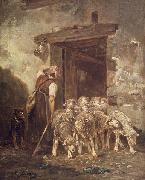 unknow artist Leaving the Sheep Pen oil painting reproduction
